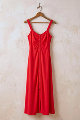 Ruched Button Down Maxi Dress