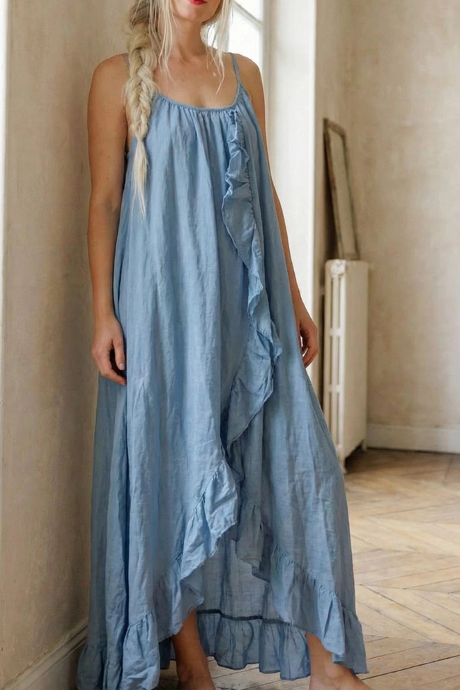 Ruffle Linen Dress
