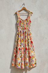 Woven Floral Print Sleeveless Dress