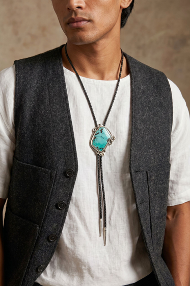 Unisex Natural Turquoise Bolo