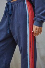 Knit Cotton Multi Color Stripe Detail Joggers