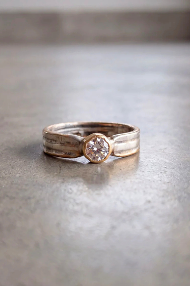 Gold Sterling + Diamond Ring