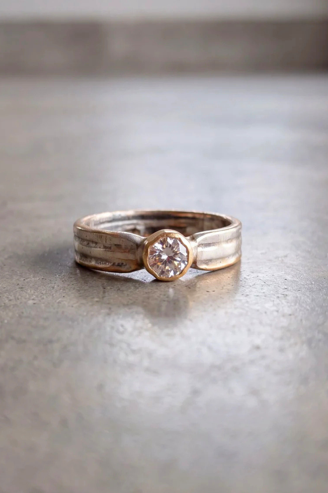 Gold Sterling + Diamond Ring