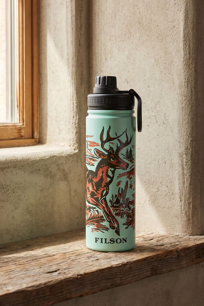 Deer Graphic Metal Water Bottle