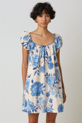 Aveline Blue Bloom Babydoll Mini Dress