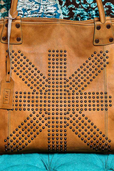 Vintage Studded Distressed  Leather Tote