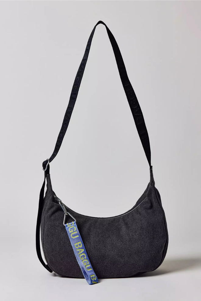 Medium Denim Crescent Bag