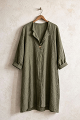 One Button Linen Dress