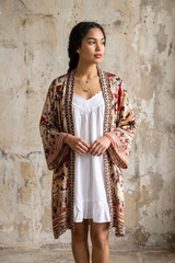 Burgundy Floral Kimono