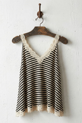 Lace Trim Stripe Tank