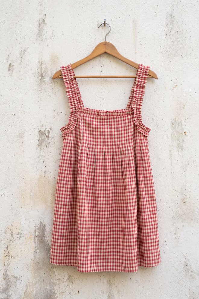 Ruby Gingham Babydoll Mini Dress