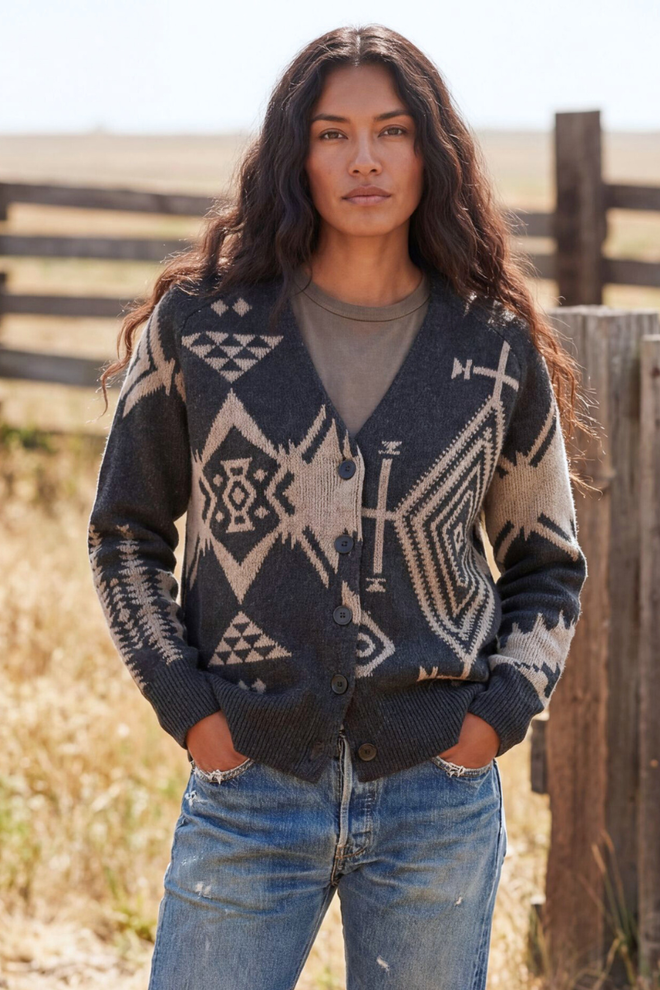 Oversized Graphic Cardigan