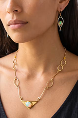 Ethiopian Opal + Gold Necklace