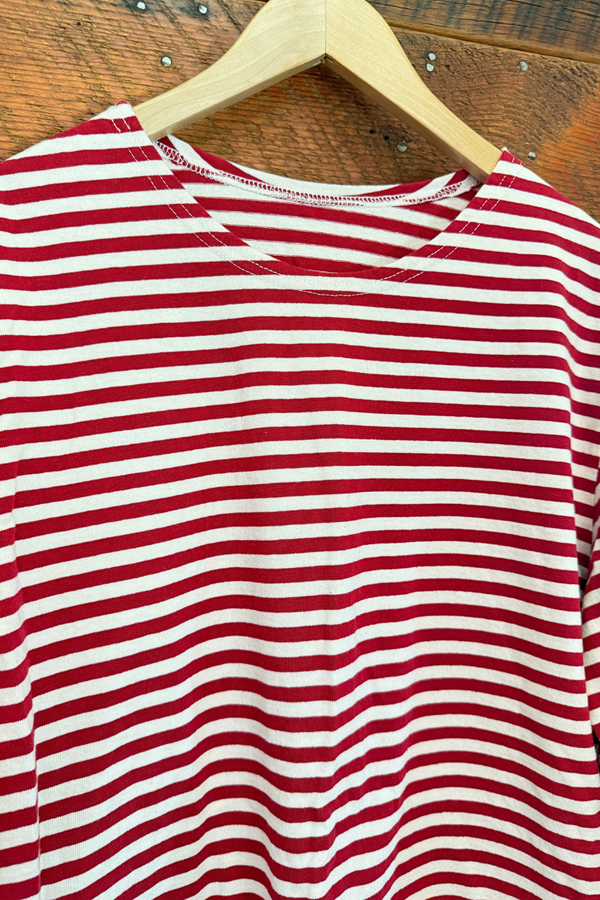 French Vintage Breton Red Stripe Shirt