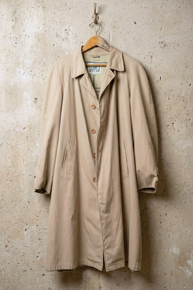 90's «Coat hanger » vintage デザイナーズ Vintage Man Style Paris Trench Coat – Studio Opal Boutique