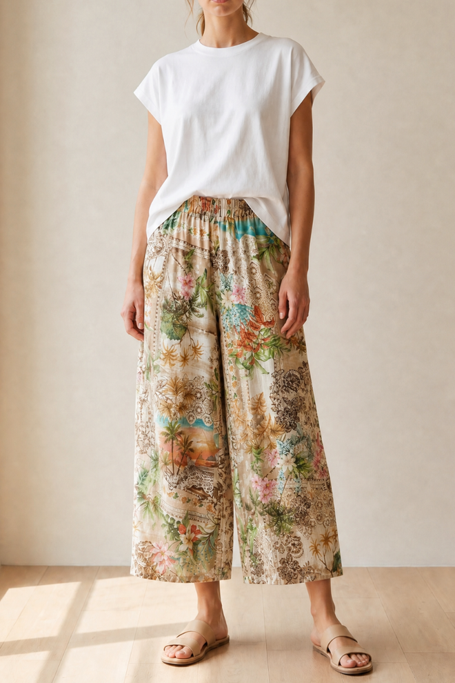Linen Floral Pants