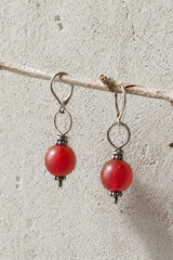 Red African Glass Bead Earring