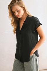Button Down Cap Sleeve Shirts