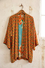 Teal Floral Kimono
