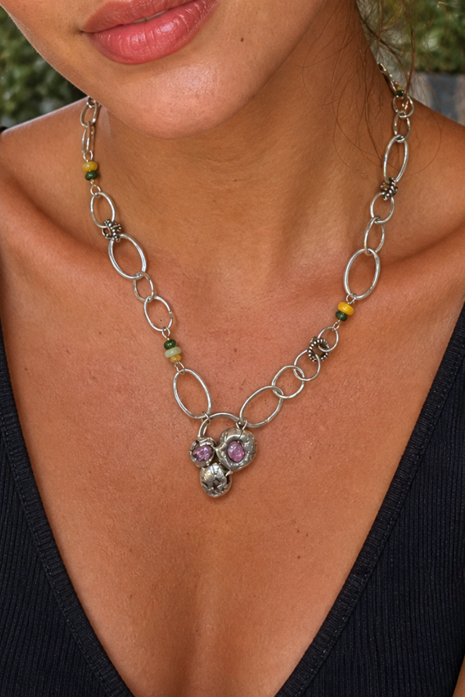 Raw Diamond + Sapphire Necklace