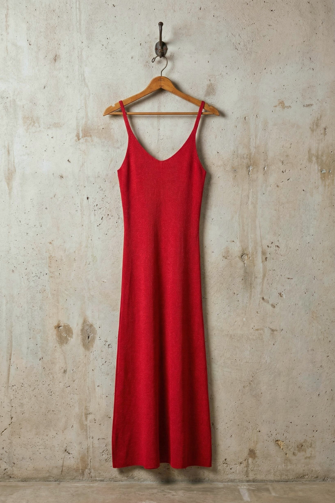 Metallic Knit Camisole Midi Dress