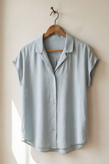 Button Down Cap Sleeve Shirts