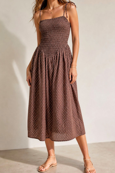Polka Dot Cotton Smock Dress