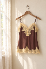 Contrast Lace Trim Slip Tanks