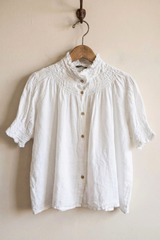 Ruched Neck Linen Blouse