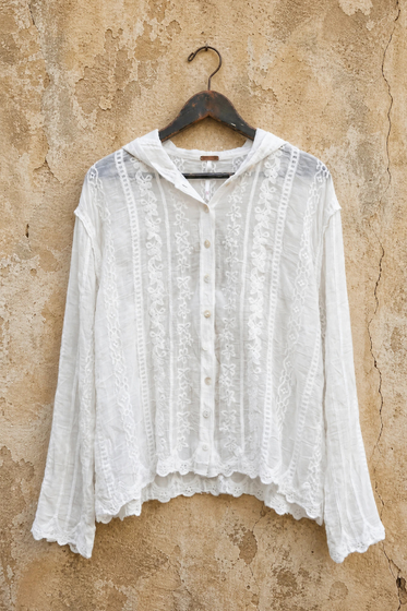 Embroidery Button Down Hoodie
