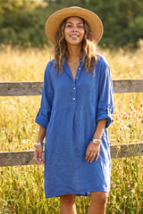 3 Button Linen Dress