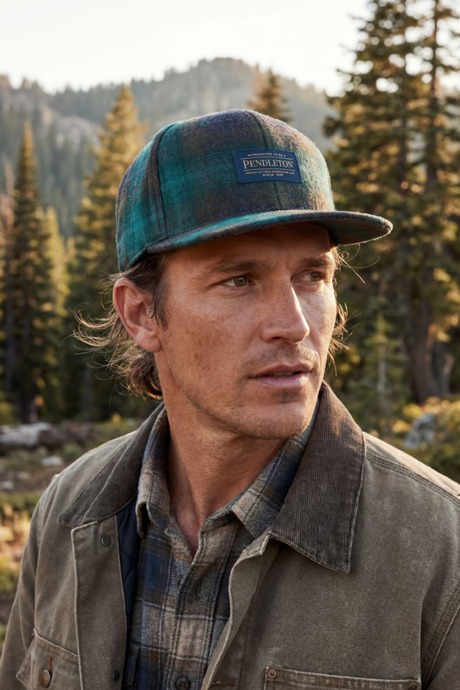 Plaid Flat Brim Hat
