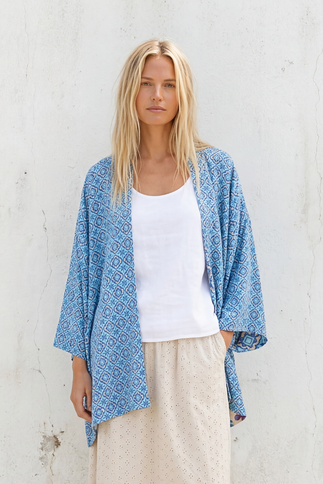 Blue Floral Kimono