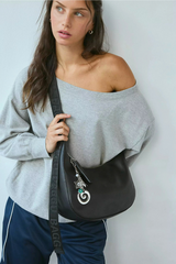 Medium Recycled Leather Crescent Bag