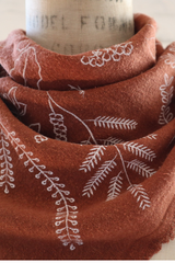 Terracotta Botanical Print Naturally Dyed Bandana