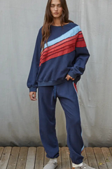 Knit Cotton Multi Color Stripe Detail Joggers