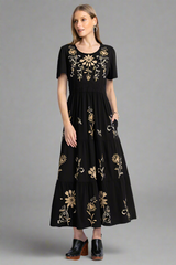 Smock Waist Tiered Maxi Dress