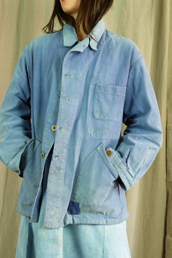 Unisex Vintage French Workwear Jacket  Angled Pocket Edition