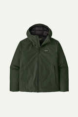 Green jacket with a hood on a white background