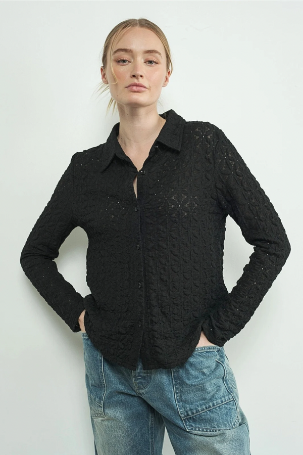 Floral Lace Buttondown