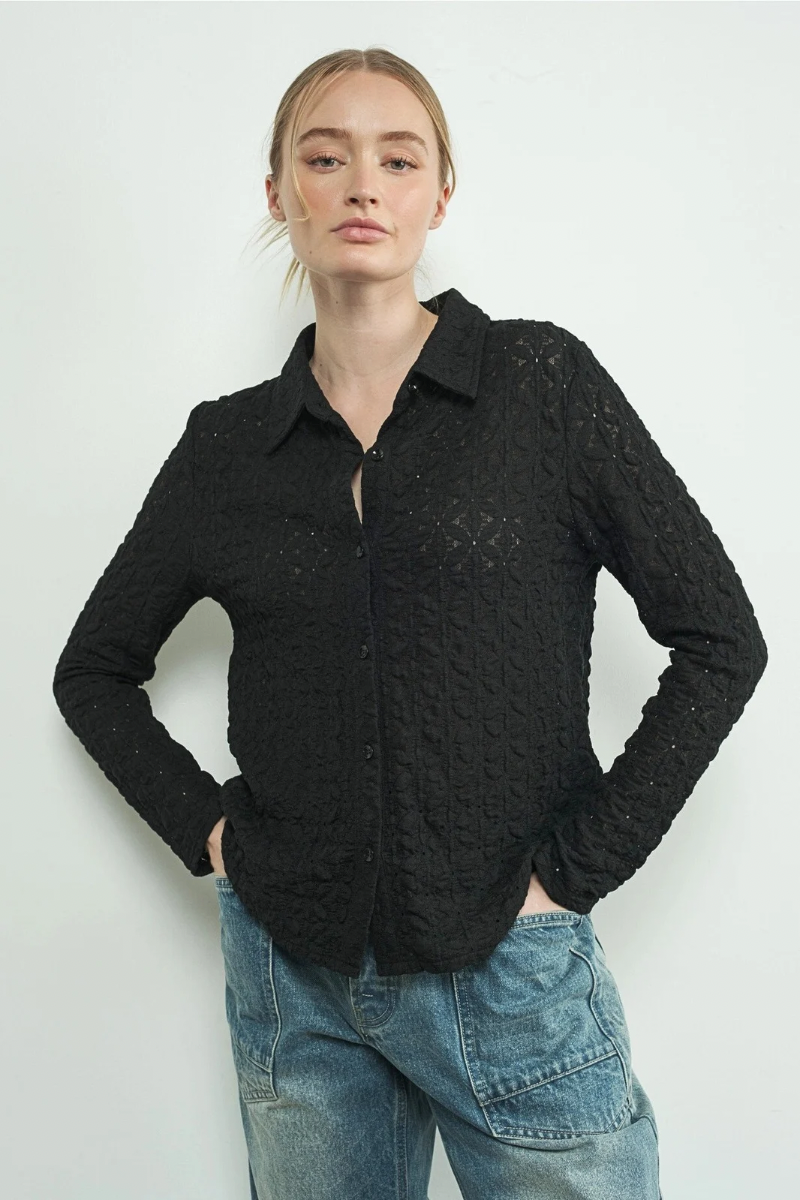Floral Lace Buttondown