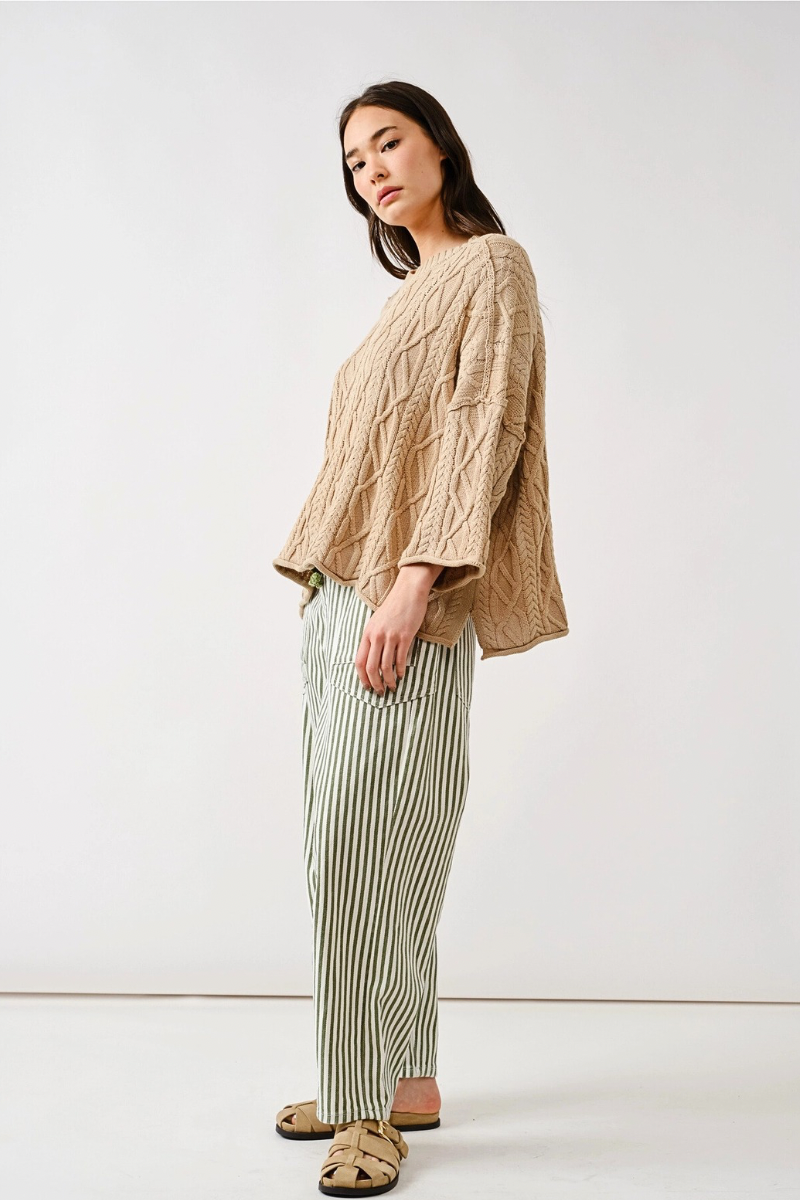 Oversized Washed Cable Sweater