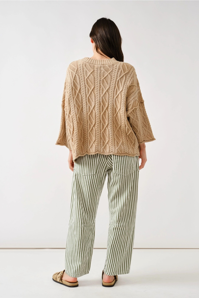 Oversized Washed Cable Sweater