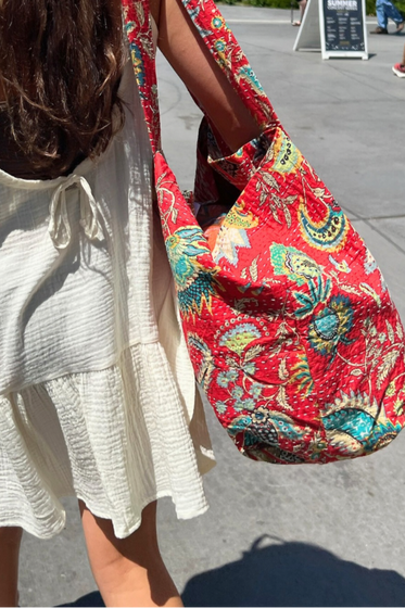 Kantha Print Beach Bag