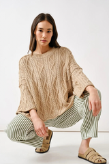 Oversized Washed Cable Sweater