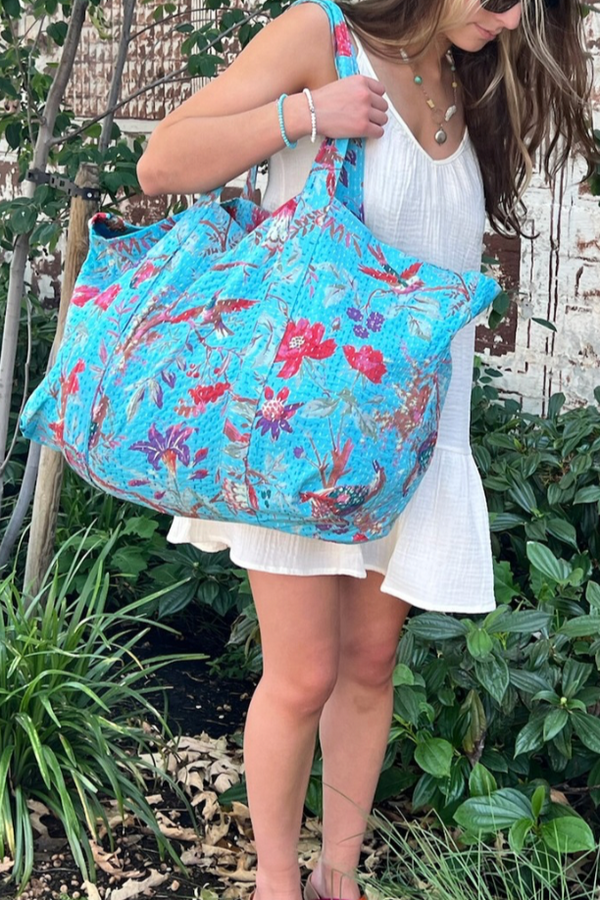 Kantha Print Beach Bag