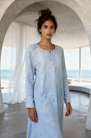 Hand-Mended Linen Chemise Circa 1900, France