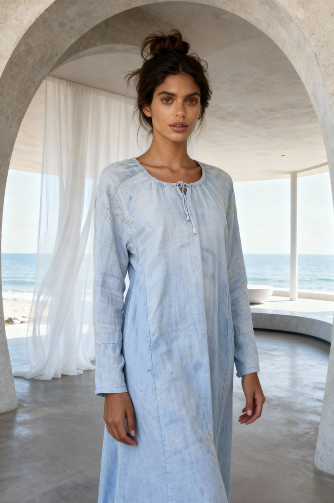 Hand-Mended Linen Chemise Circa 1900, France