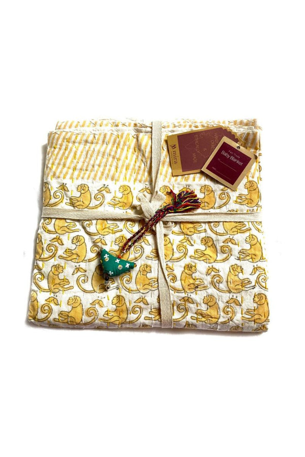 Kantha Baby Blanket - Monkey Print