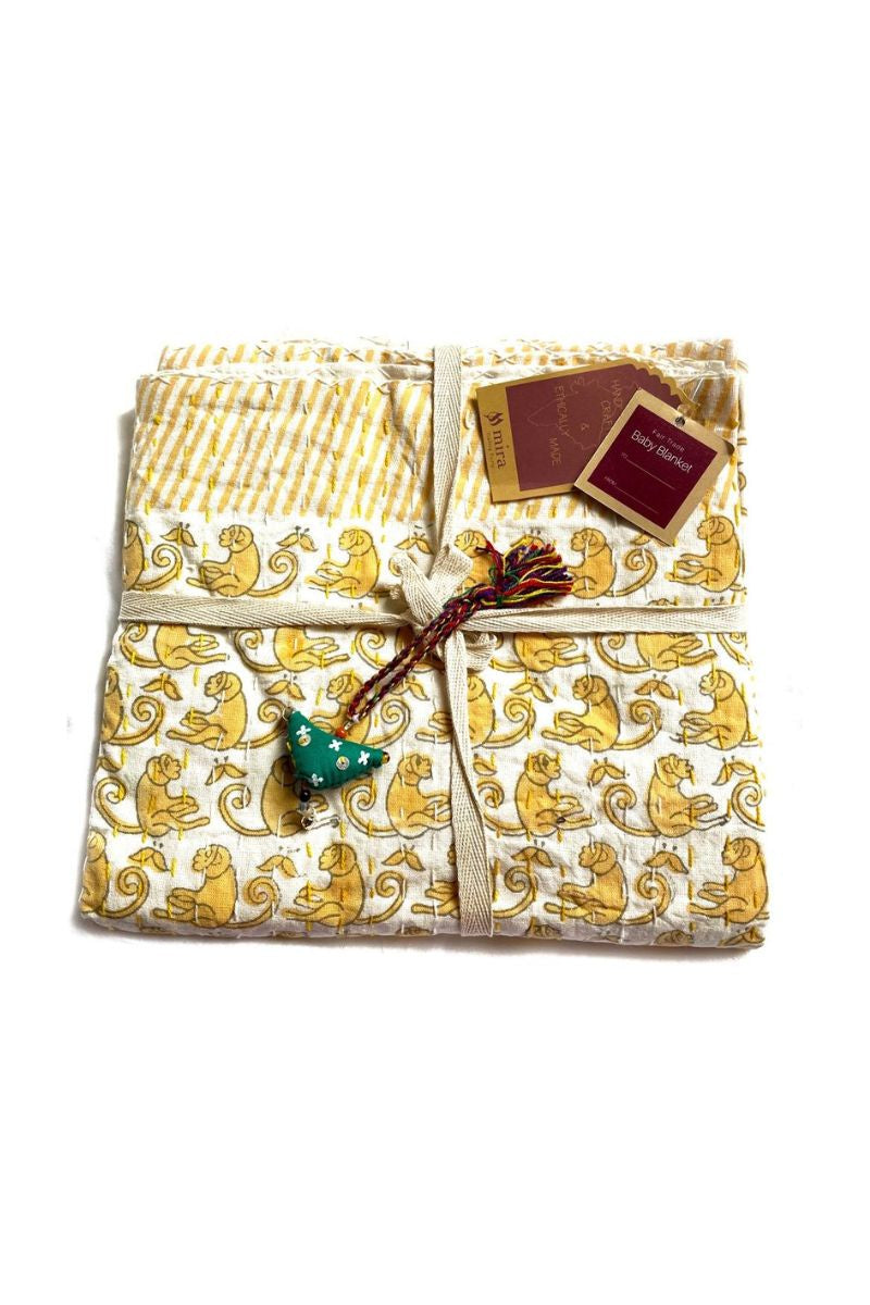 Kantha Baby Blanket - Monkey Print